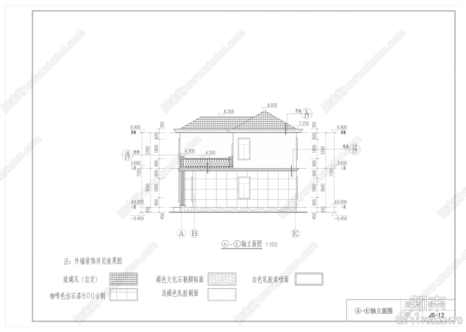 现代新中式别墅建筑cad施工图下载【ID:1170922470】