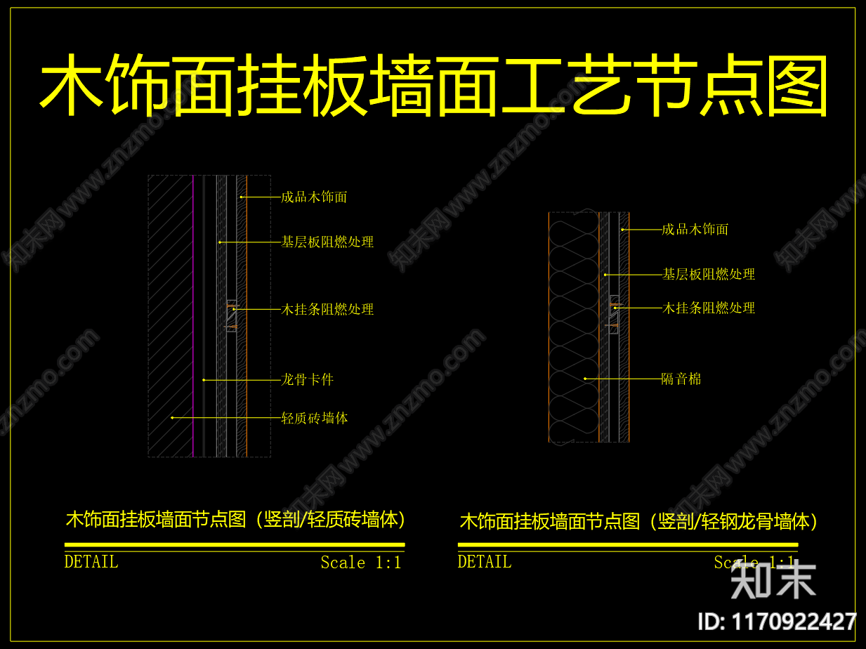 现代墙面节点cad施工图下载【ID:1170922427】