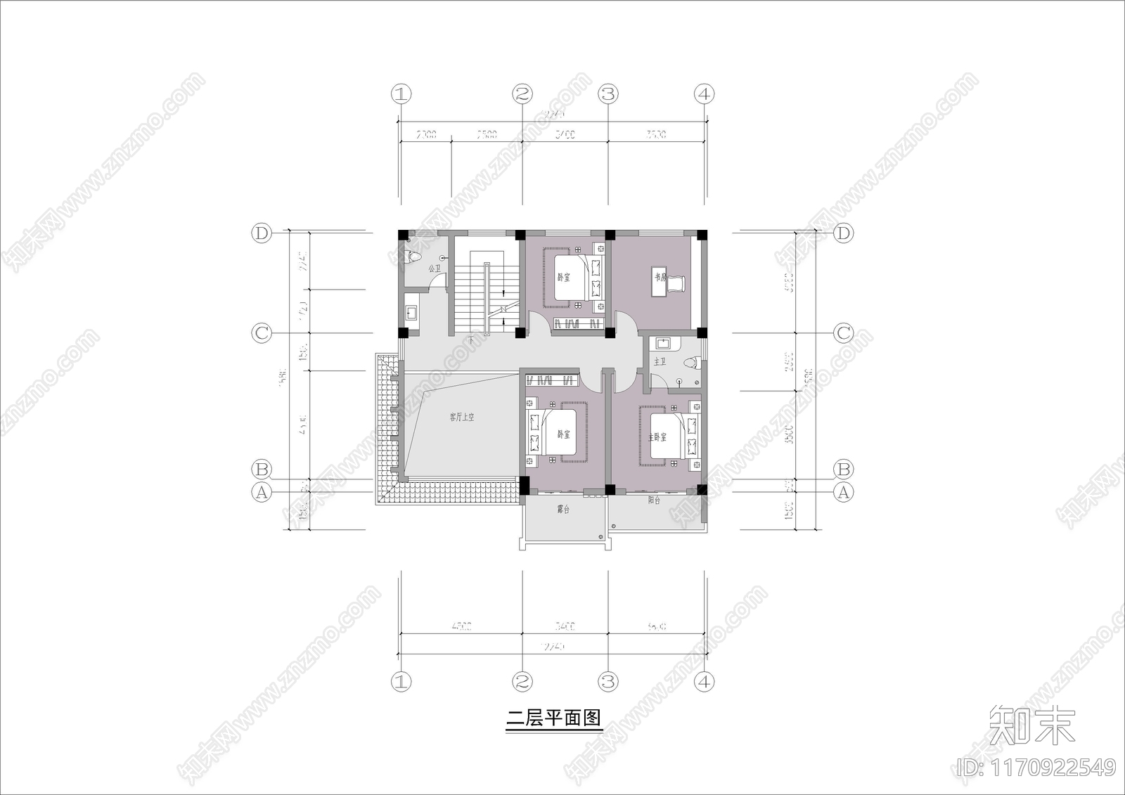 现代新中式别墅建筑cad施工图下载【ID:1170922549】