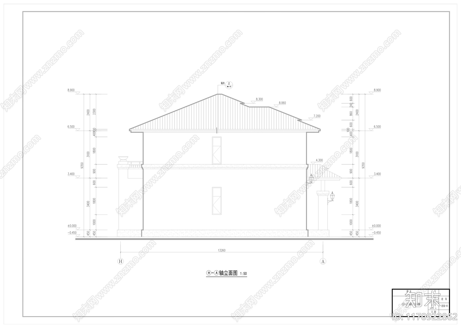 现代新中式别墅建筑cad施工图下载【ID:1170922862】