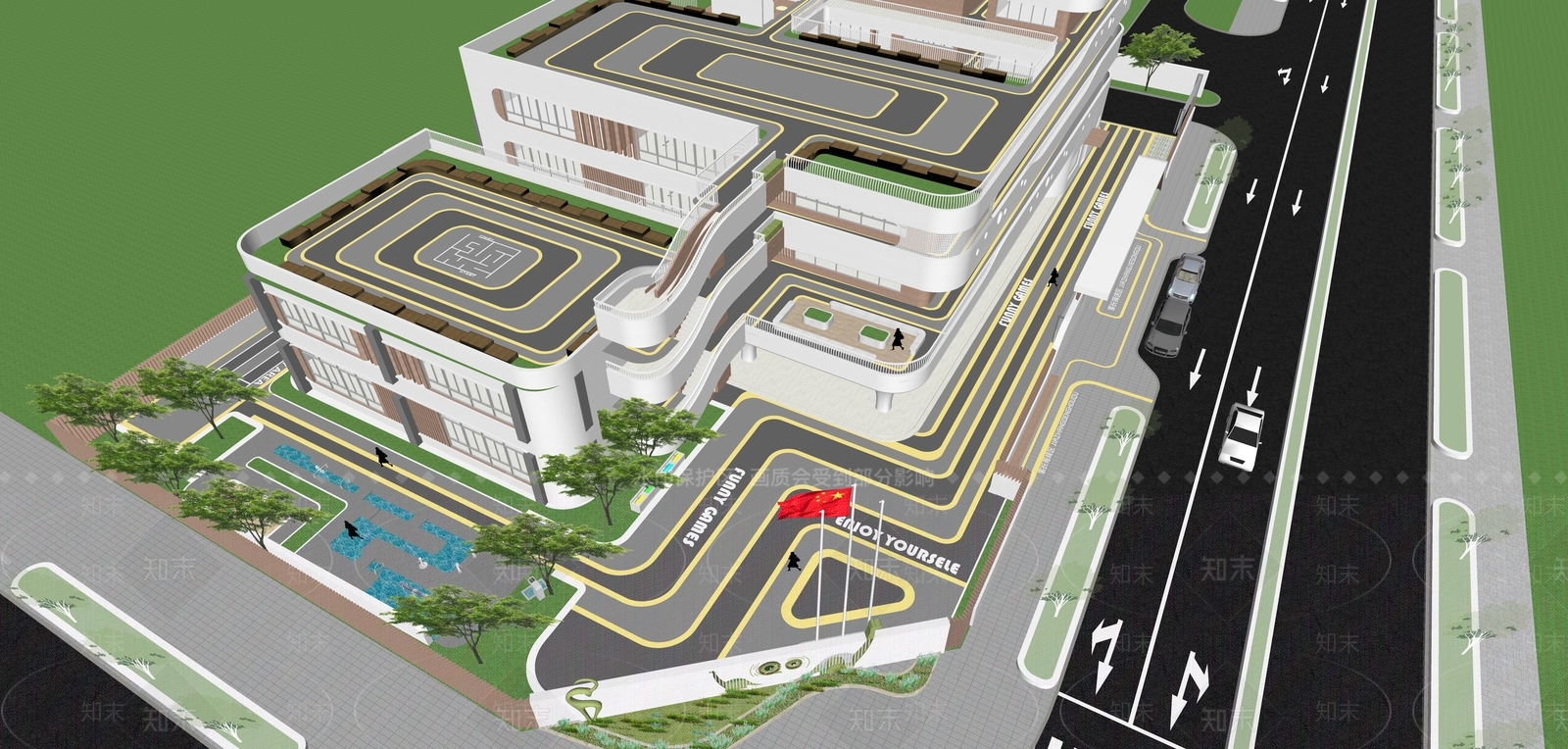 现代校园景观SU模型下载【ID:1170923172】
