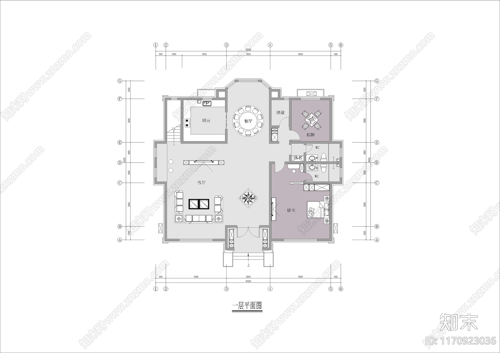 现代新中式别墅建筑cad施工图下载【ID:1170923036】