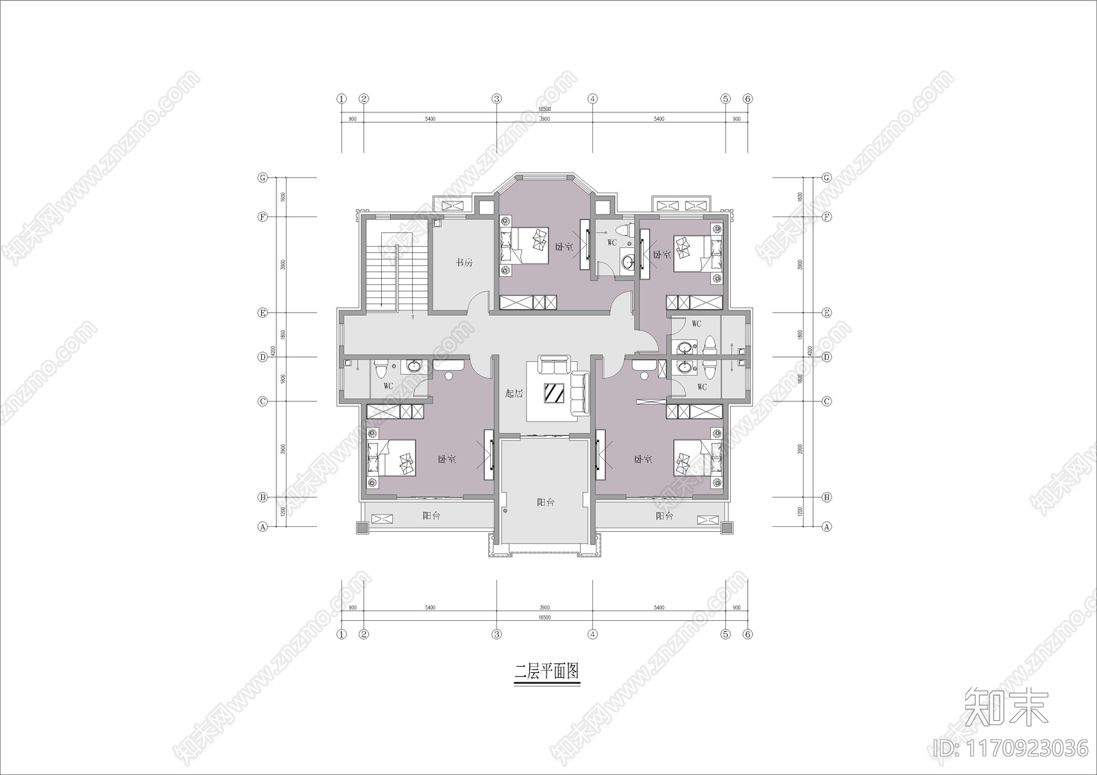 现代新中式别墅建筑cad施工图下载【ID:1170923036】