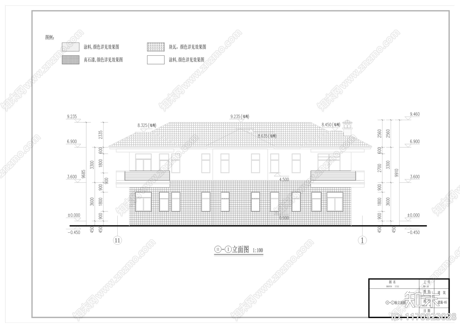 中式新中式别墅建筑cad施工图下载【ID:1170923028】