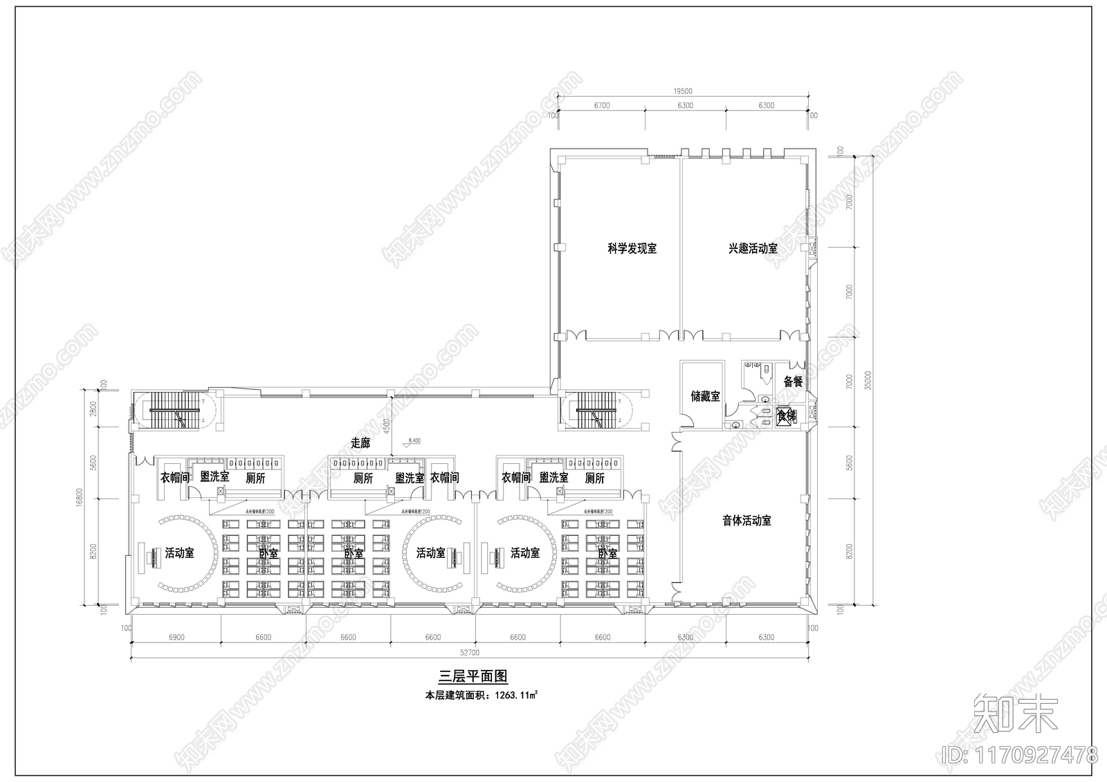 现代幼儿园建筑cad施工图下载【ID:1170927478】