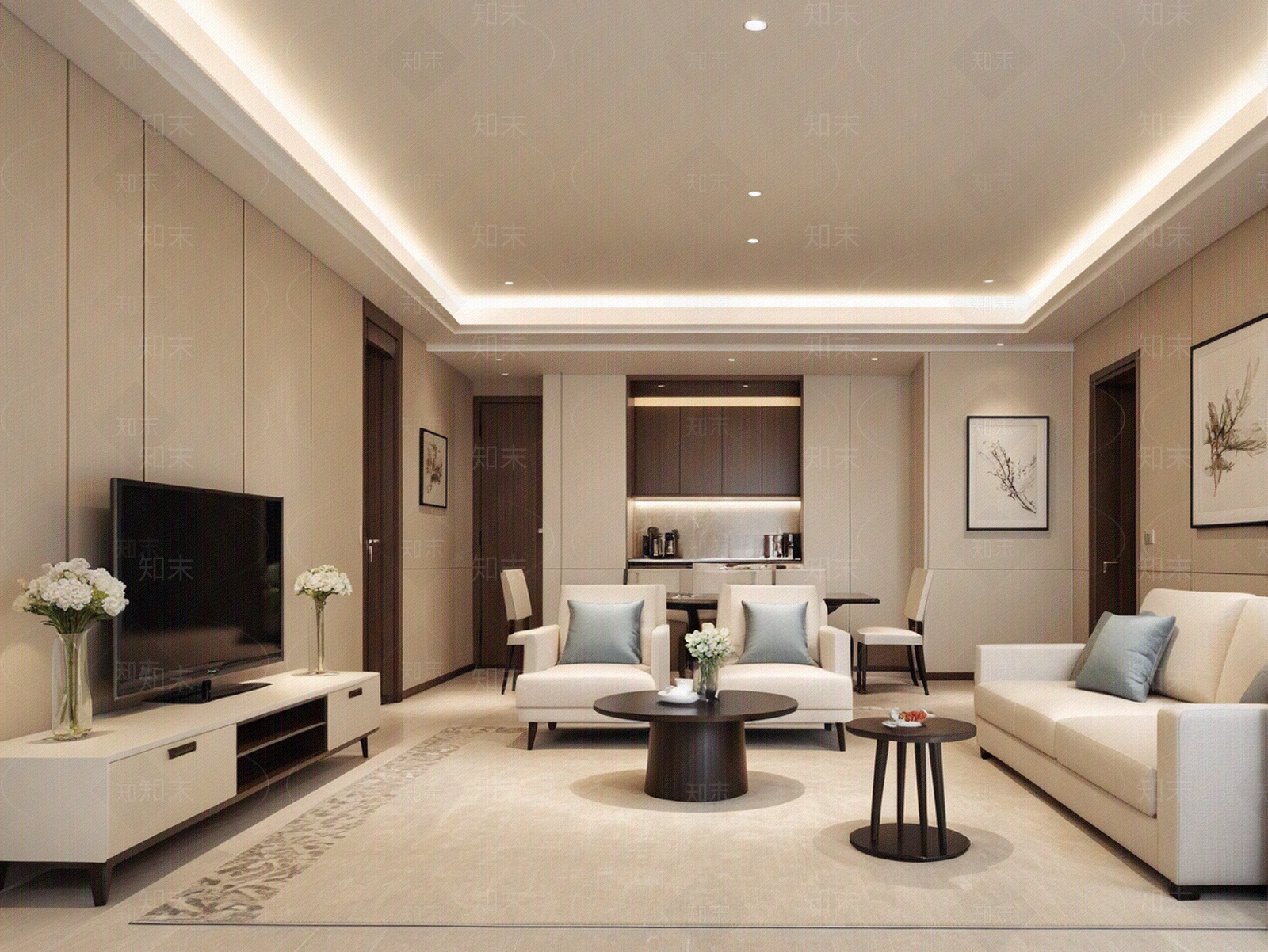 新中式中式客厅贴图下载【ID:1170928490】