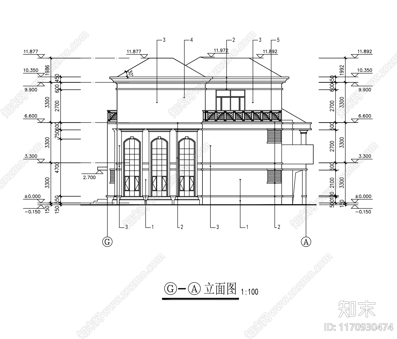 现代别墅建筑cad施工图下载【ID:1170930474】