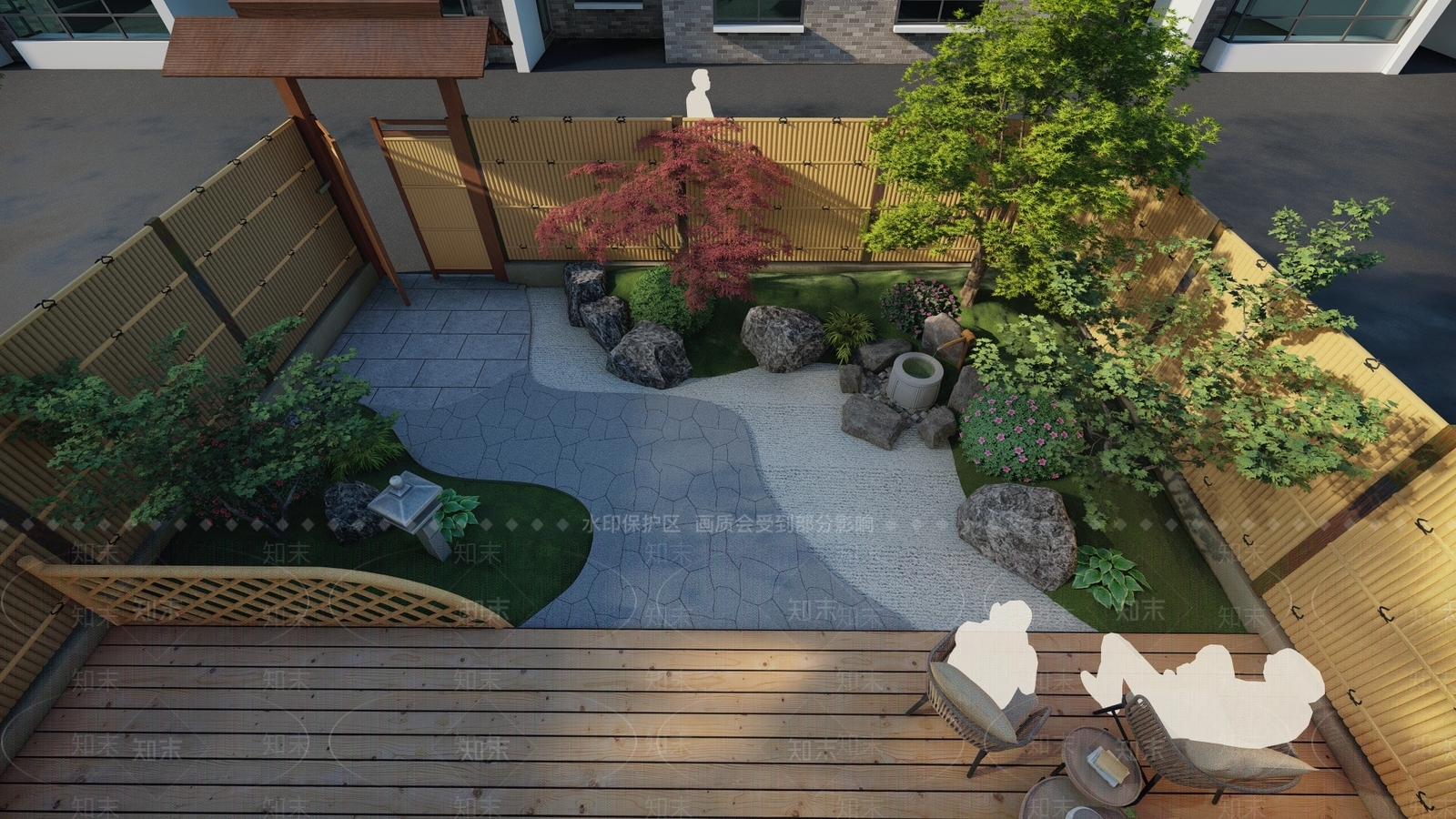 日式禅意别墅庭院SU模型下载【ID:1170930572】