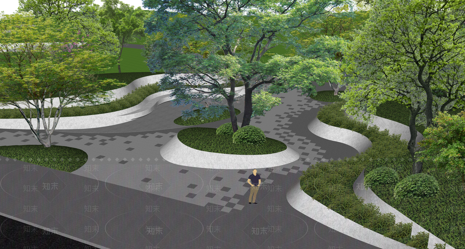 现代简约景观公园SU模型下载【ID:1170936794】