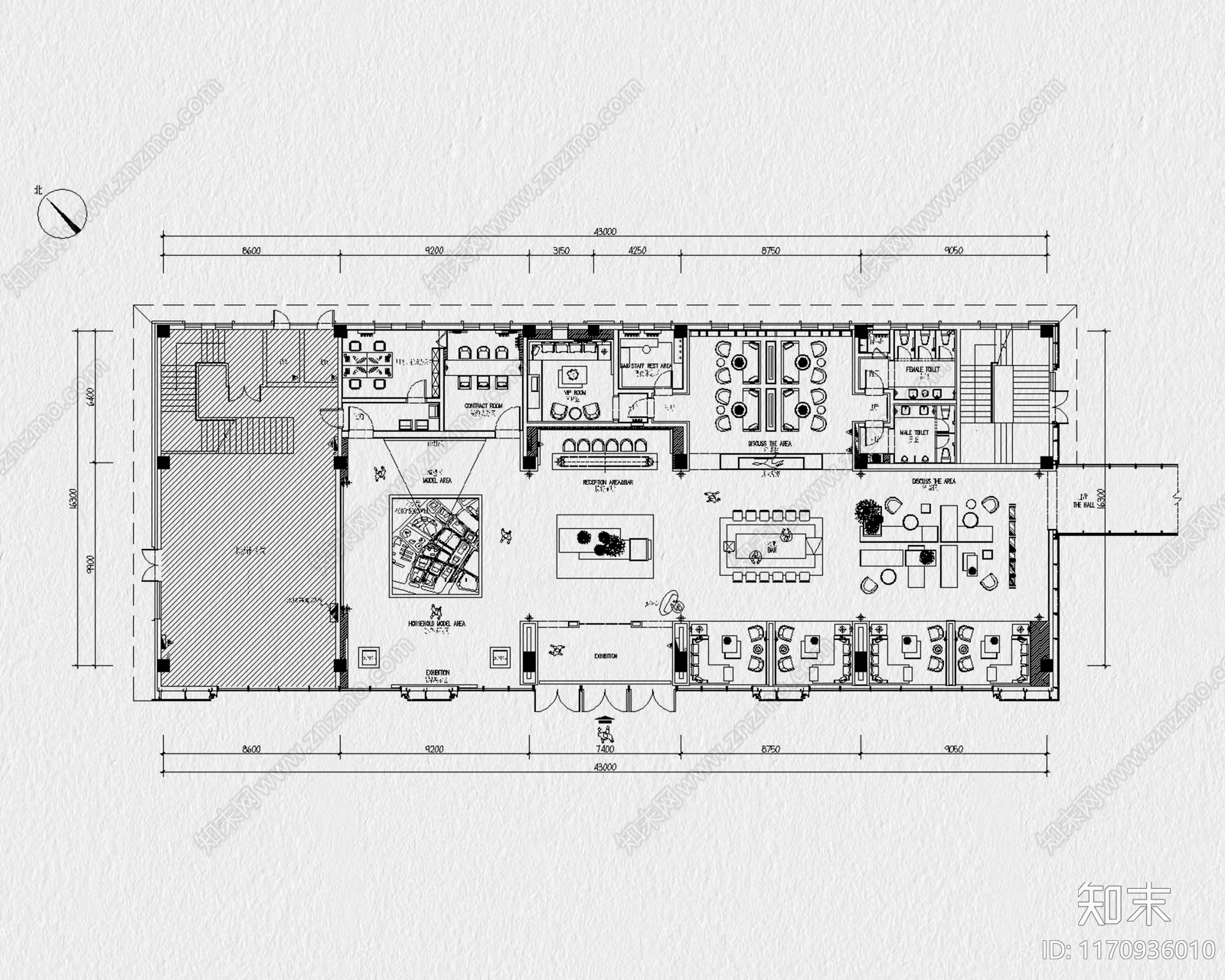 现代售楼处cad施工图下载【ID:1170936010】