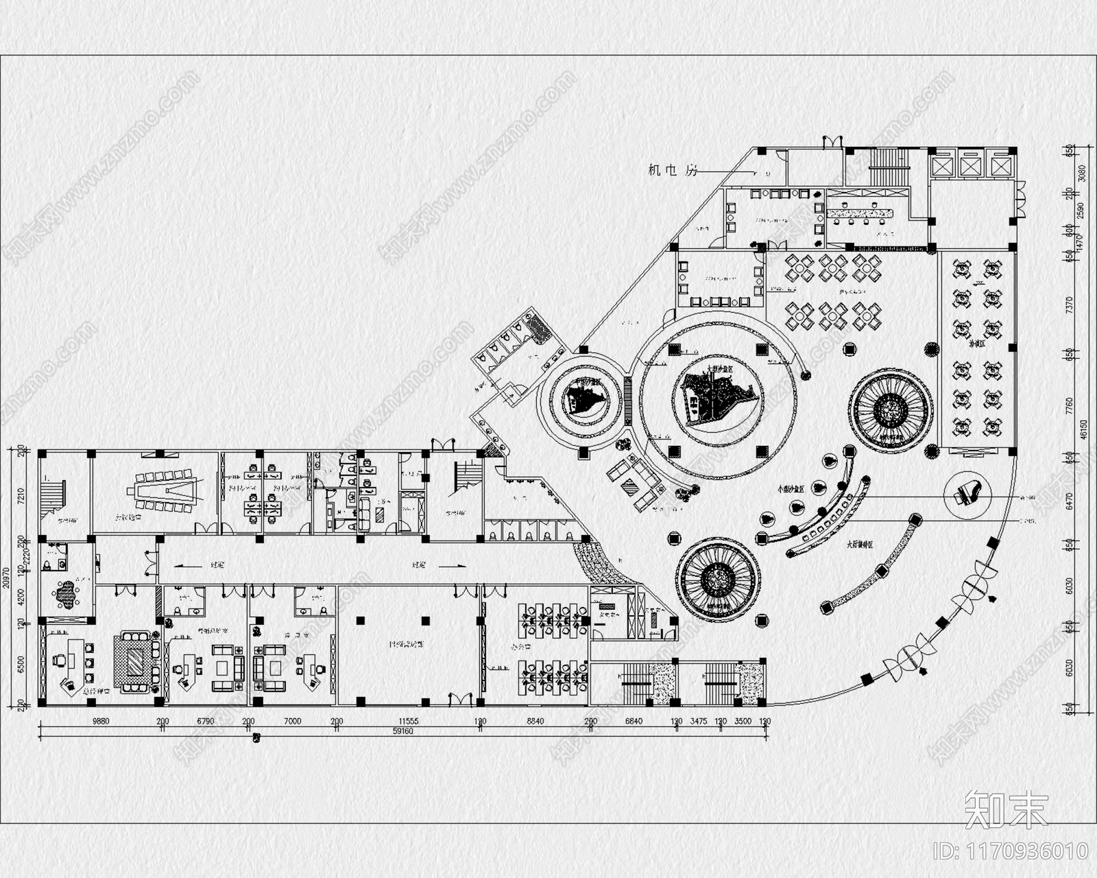 现代售楼处cad施工图下载【ID:1170936010】