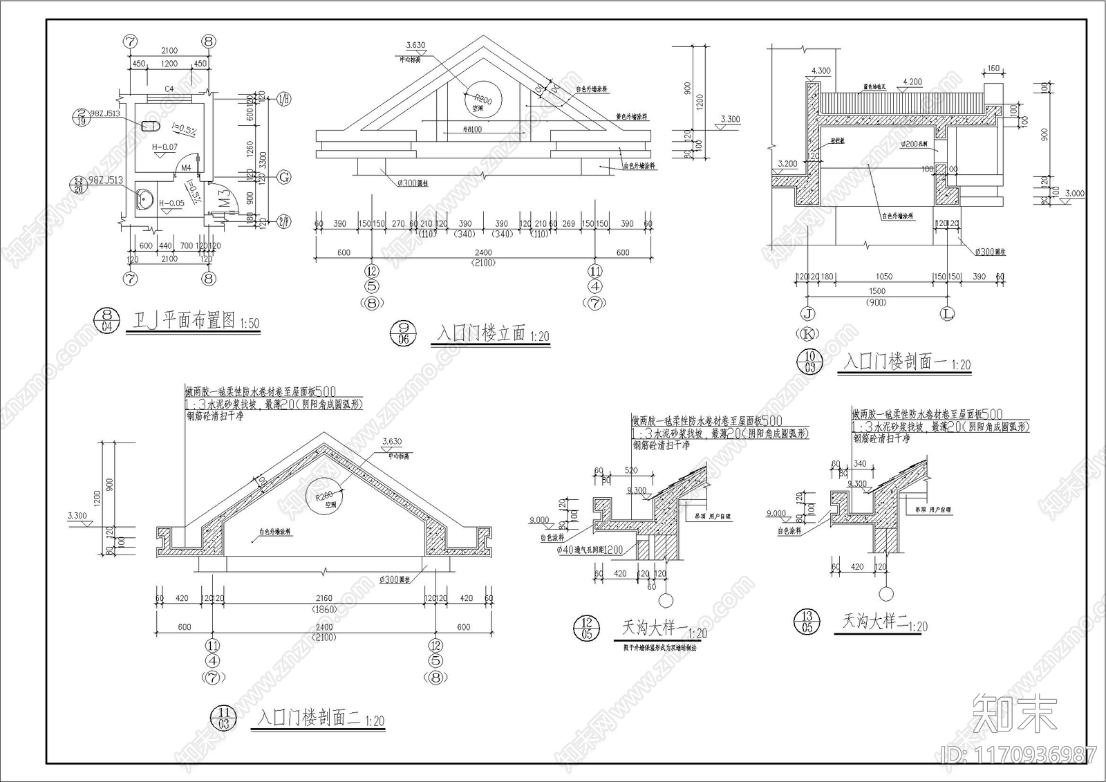 简欧别墅建筑cad施工图下载【ID:1170936987】