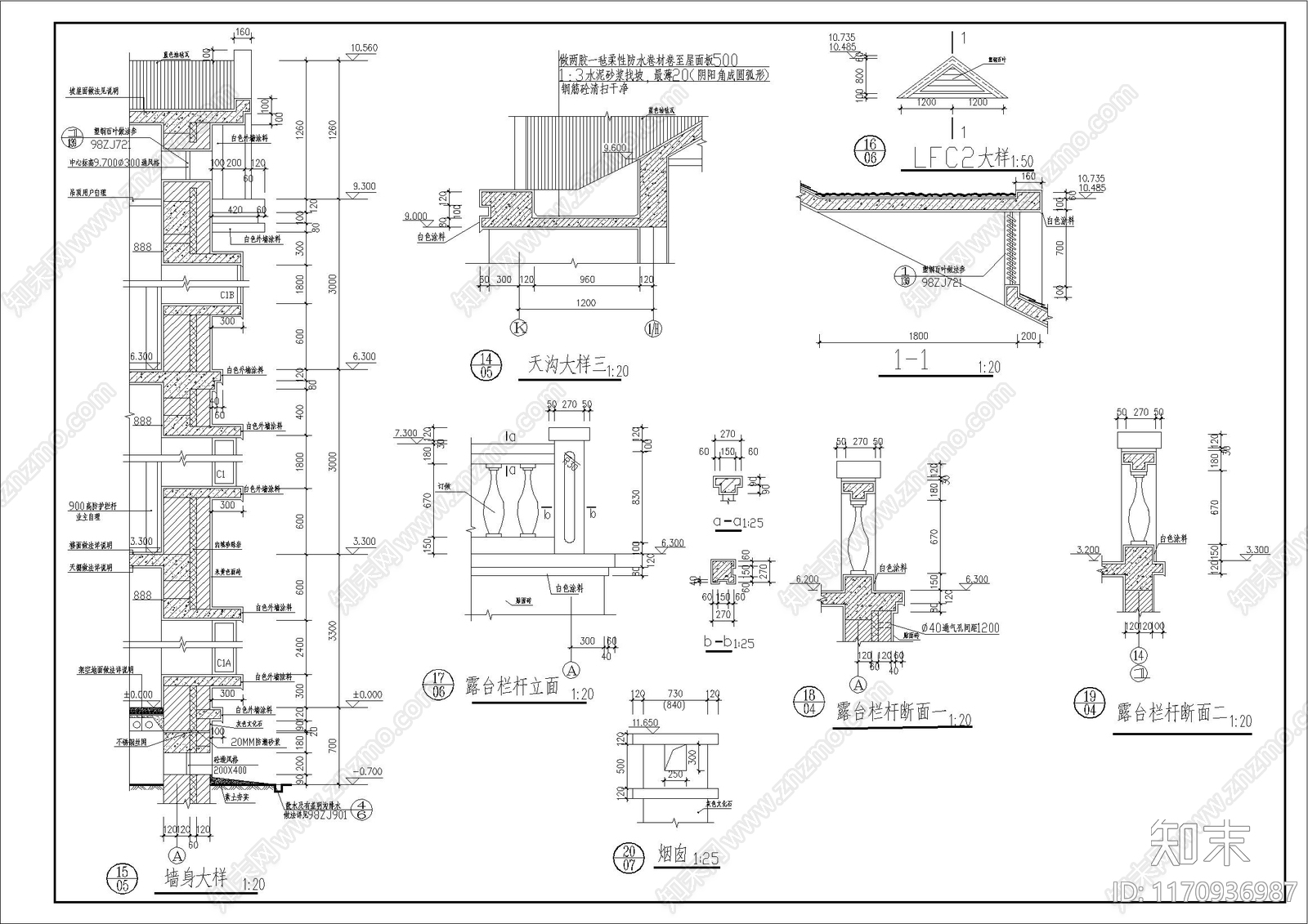 简欧别墅建筑cad施工图下载【ID:1170936987】