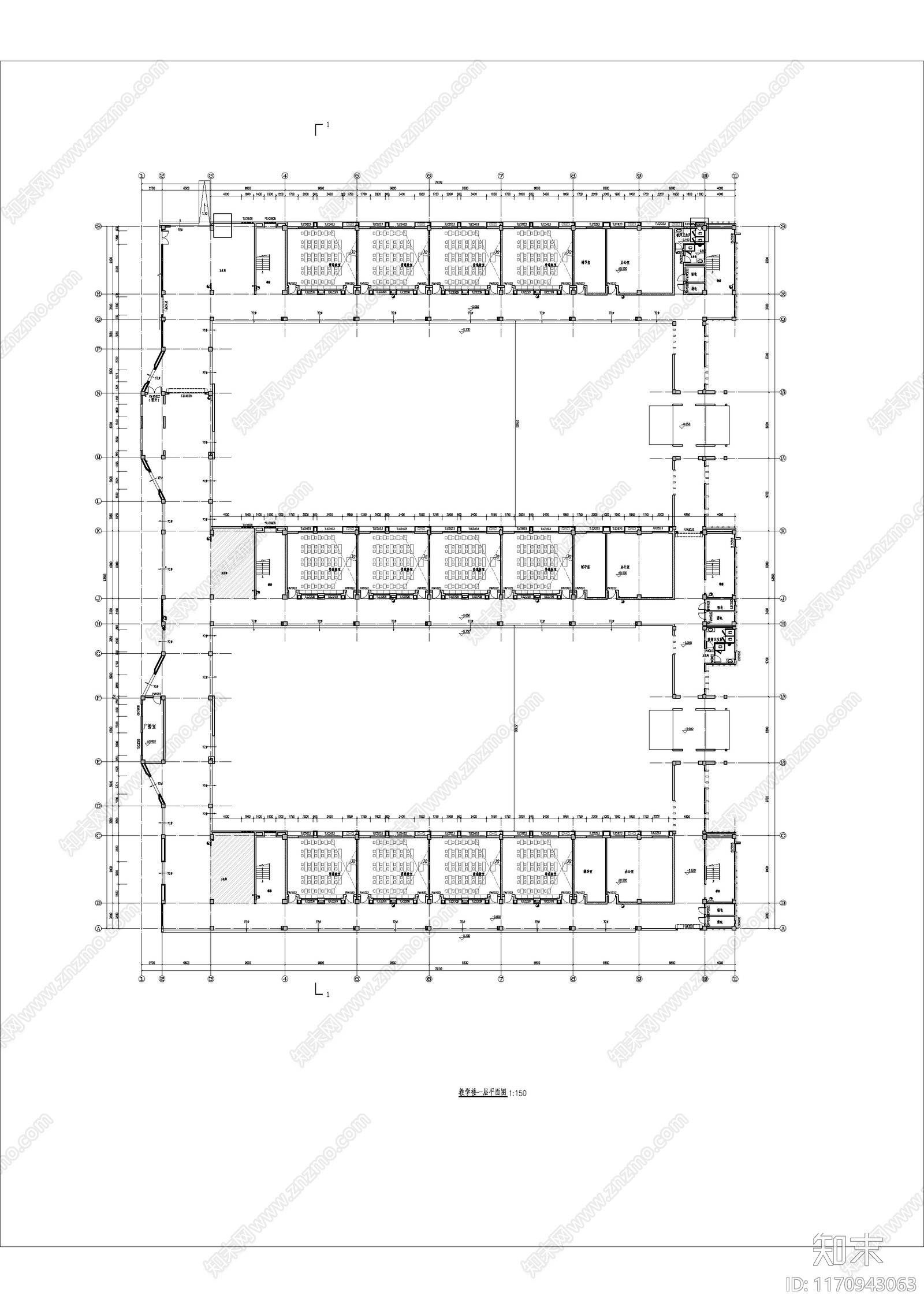 现代学校建筑cad施工图下载【ID:1170943063】