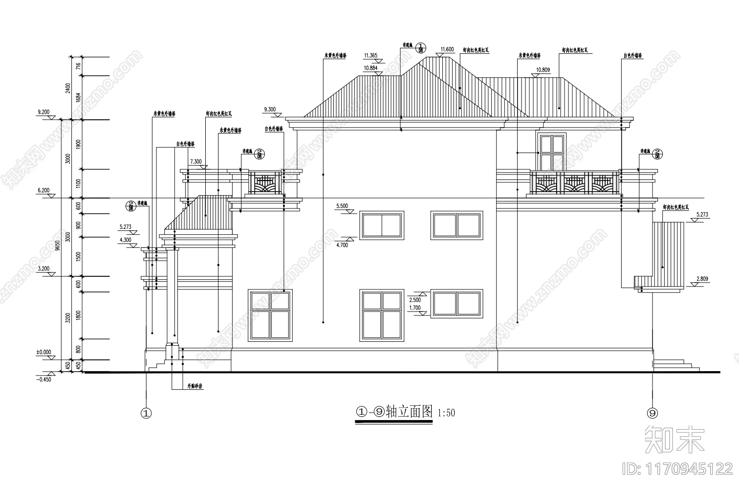 现代别墅建筑cad施工图下载【ID:1170945122】