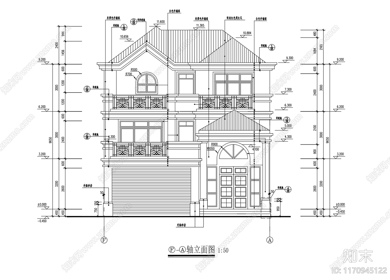 现代别墅建筑cad施工图下载【ID:1170945122】