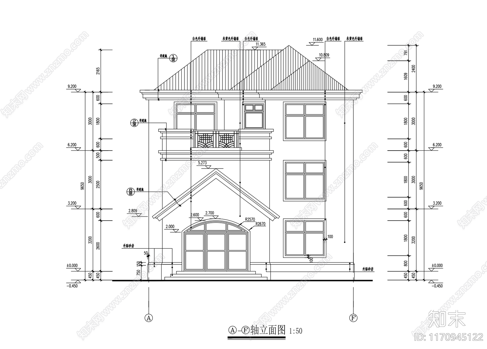 现代别墅建筑cad施工图下载【ID:1170945122】