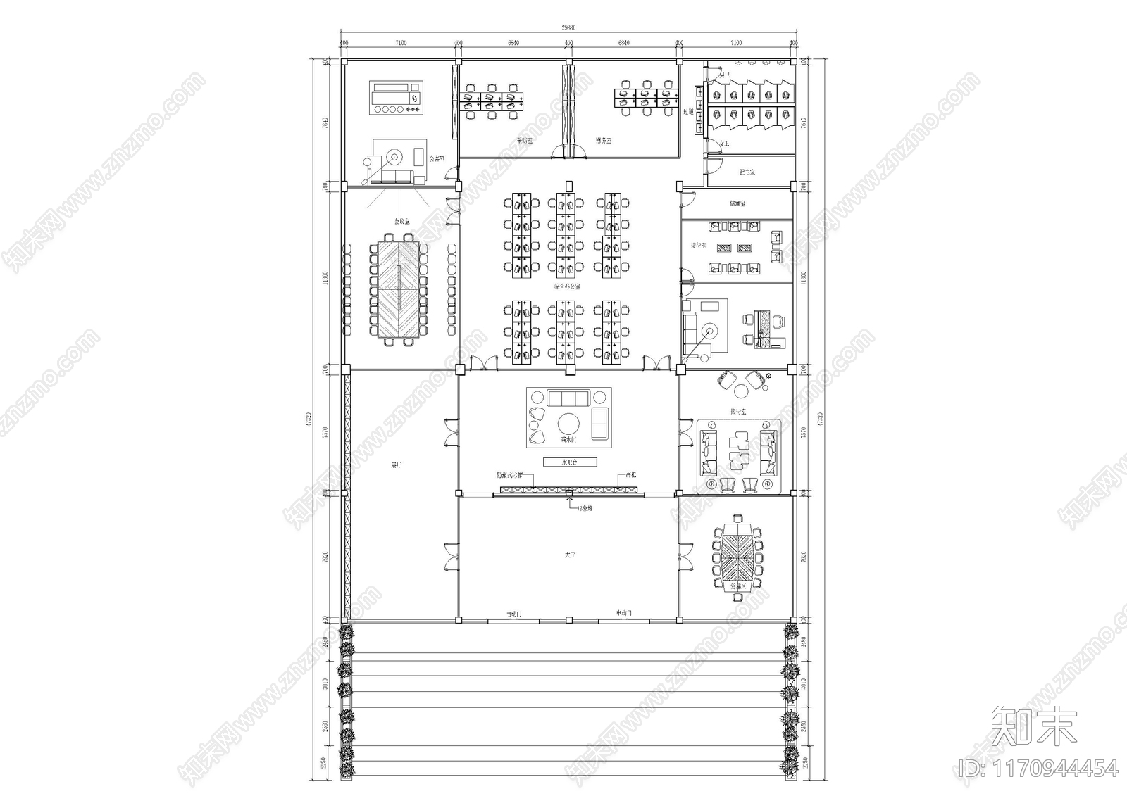 现代办公室cad施工图下载【ID:1170944454】