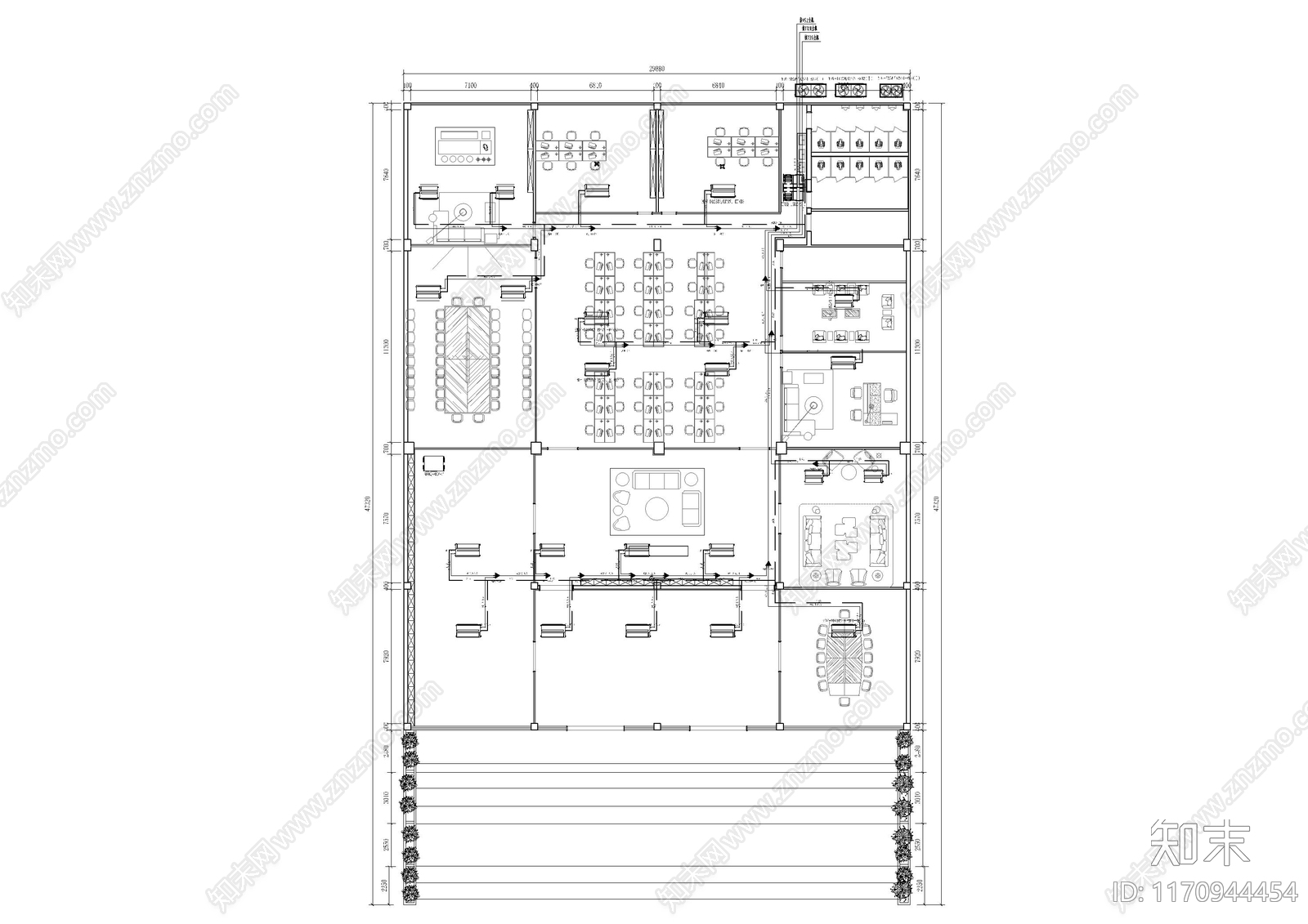 现代办公室cad施工图下载【ID:1170944454】