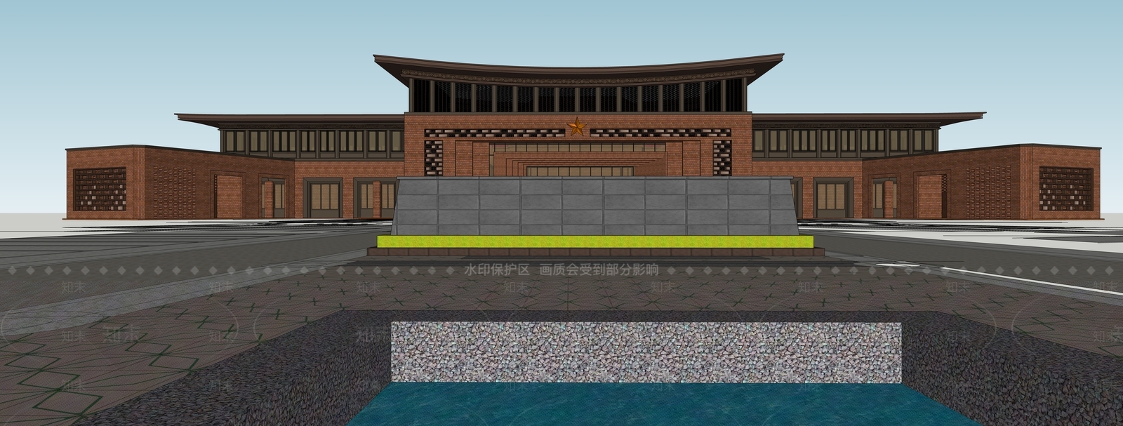 现代展览馆建筑SU模型下载【ID:1170945749】