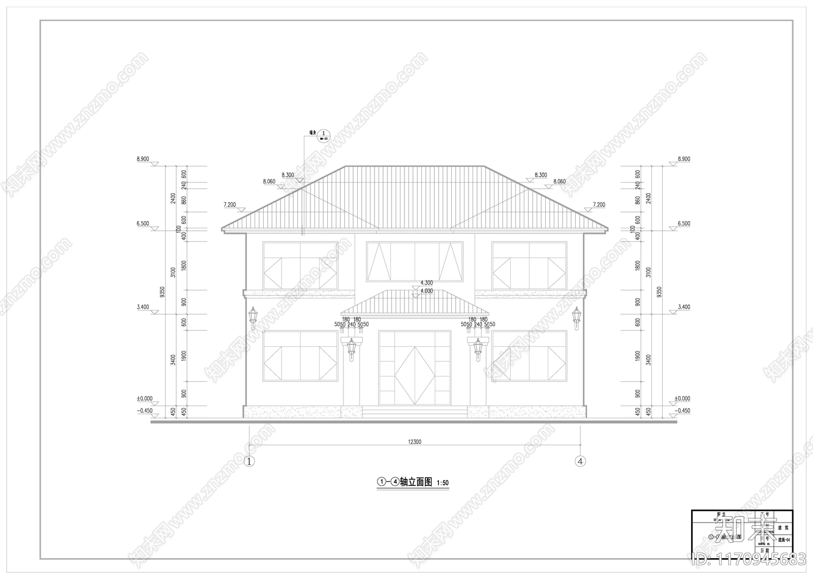 现代别墅建筑cad施工图下载【ID:1170945683】