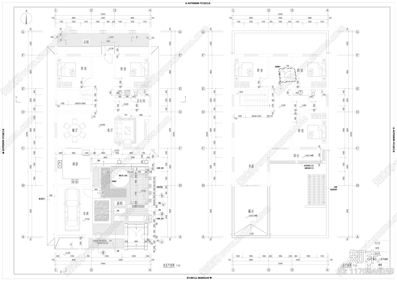 新中式别墅建筑cad施工图下载【ID:1170946039】