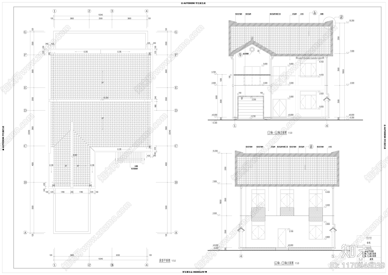 新中式别墅建筑cad施工图下载【ID:1170946039】