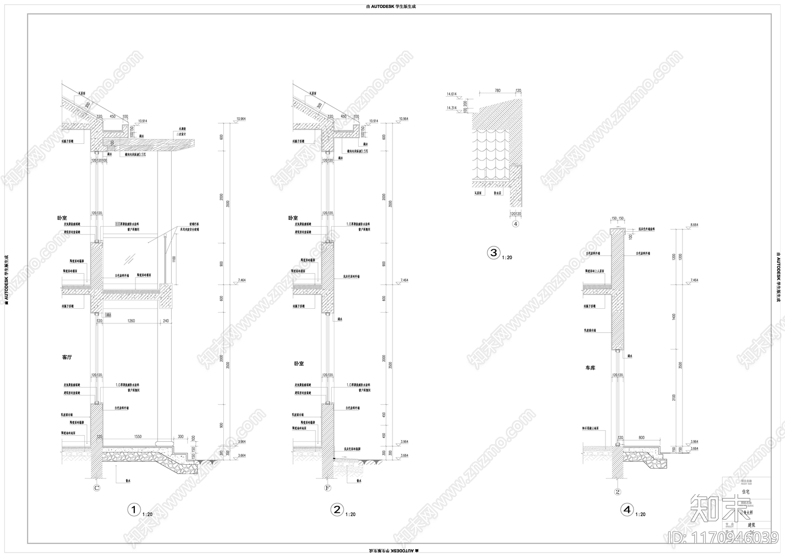 新中式别墅建筑cad施工图下载【ID:1170946039】