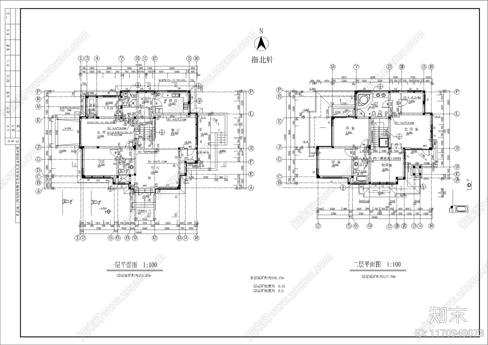 欧式别墅建筑cad施工图下载【ID:1170949073】