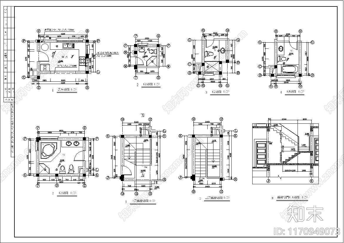 欧式别墅建筑cad施工图下载【ID:1170949073】