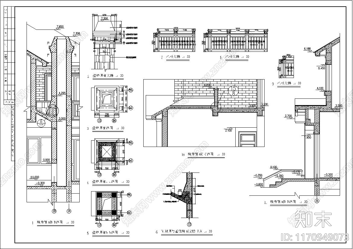 欧式别墅建筑cad施工图下载【ID:1170949073】