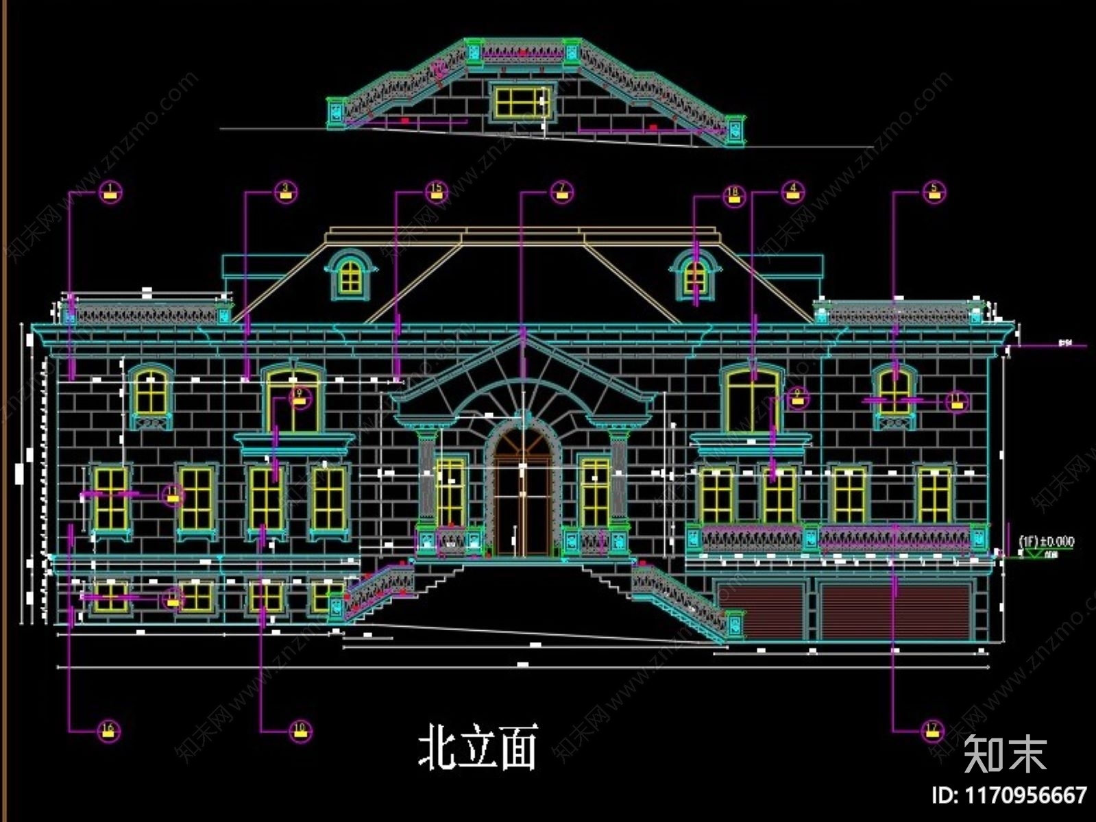 法式别墅建筑cad施工图下载【ID:1170956667】