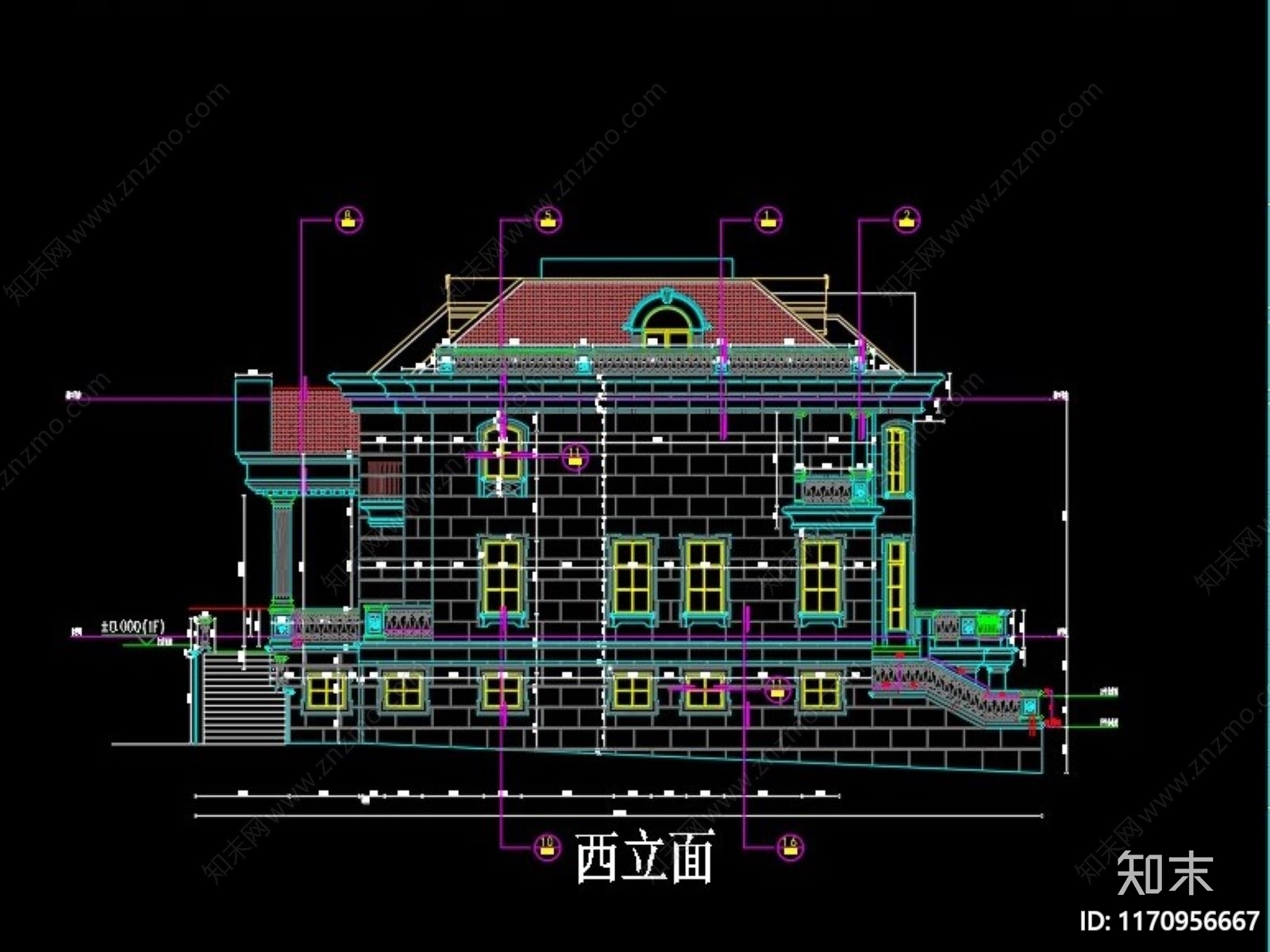 法式别墅建筑cad施工图下载【ID:1170956667】