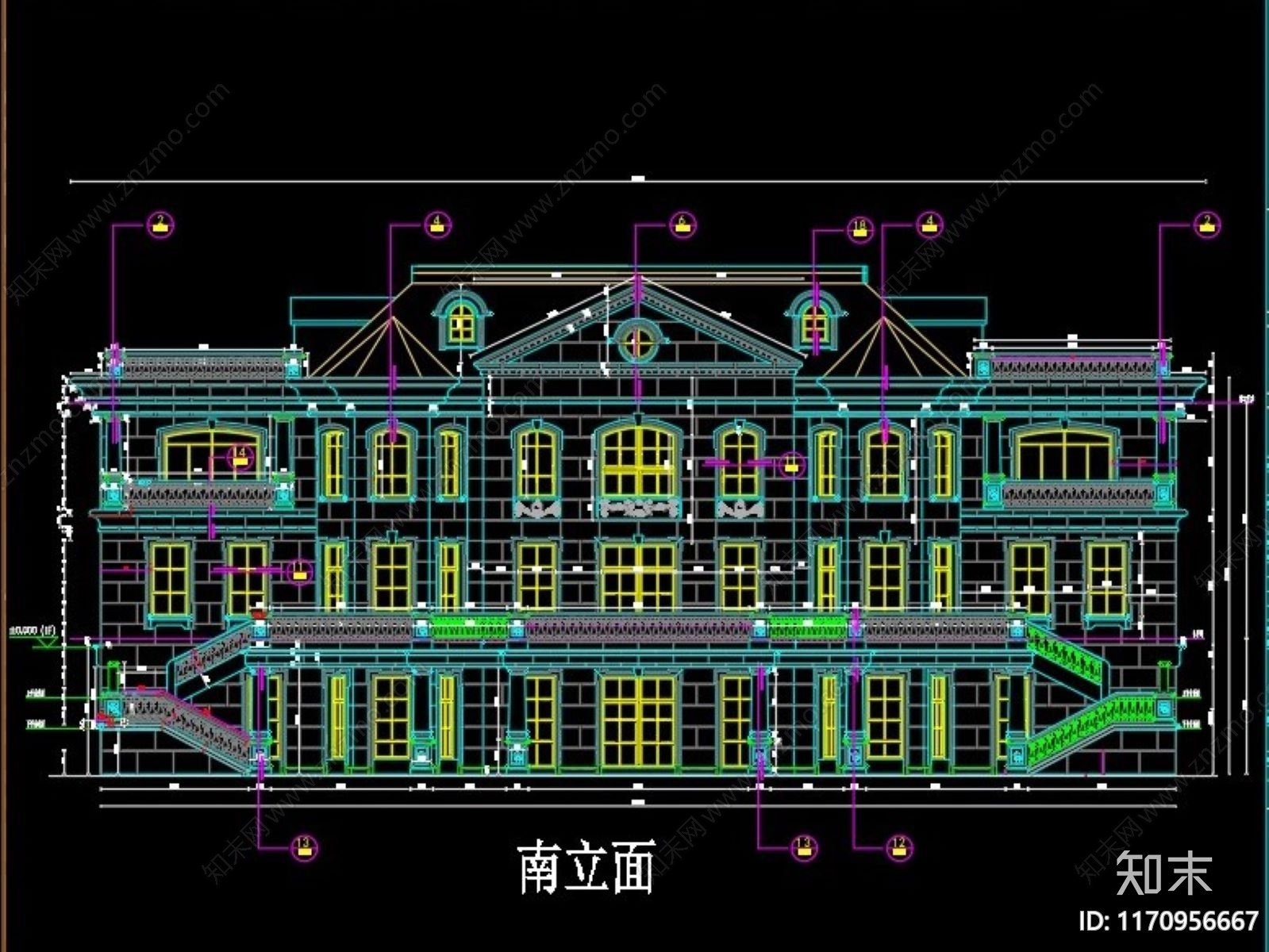 法式别墅建筑cad施工图下载【ID:1170956667】