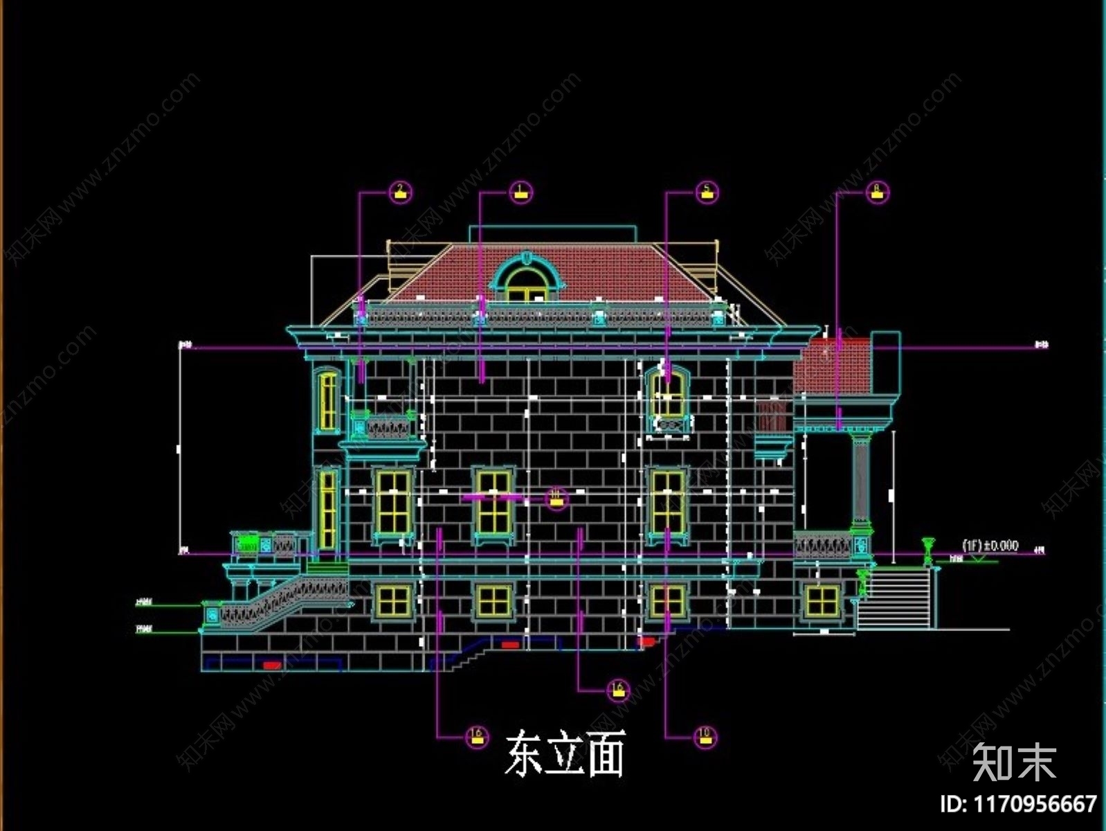 法式别墅建筑cad施工图下载【ID:1170956667】