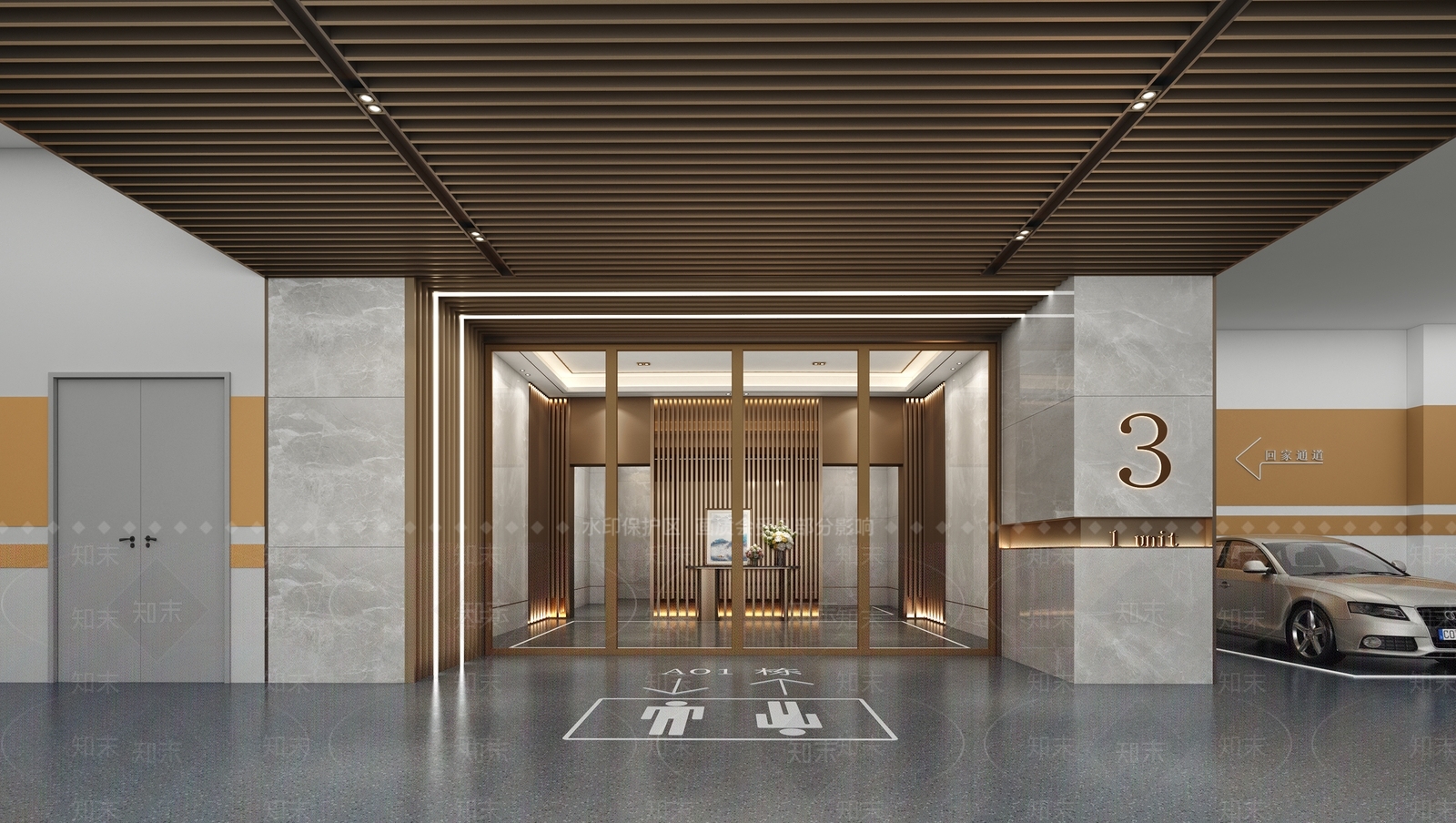 现代室内停车场3D模型下载【ID:1170957080】