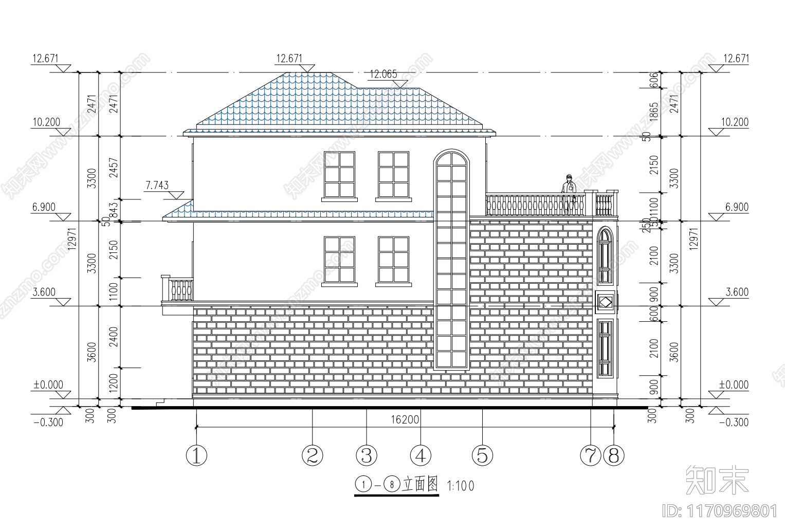 现代别墅建筑cad施工图下载【ID:1170969801】