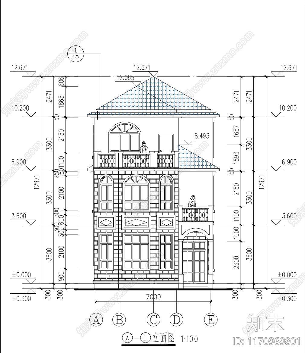 现代别墅建筑cad施工图下载【ID:1170969801】