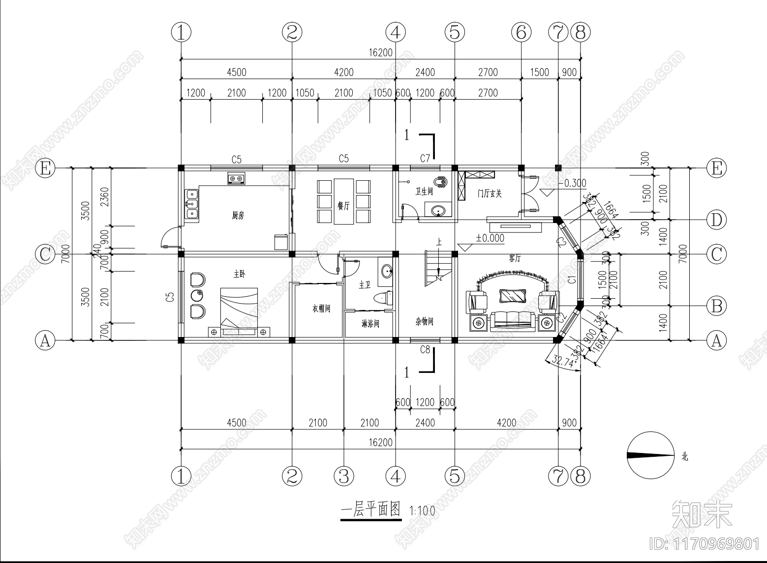 现代别墅建筑cad施工图下载【ID:1170969801】