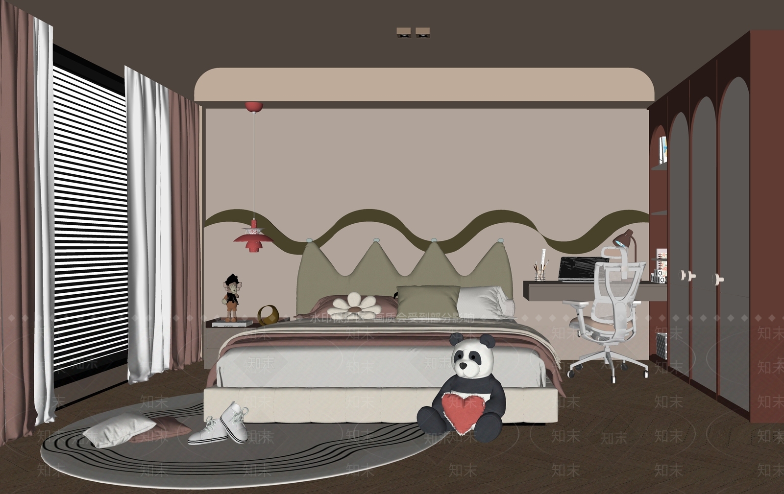 现代通用儿童房SU模型下载【ID:1170967408】