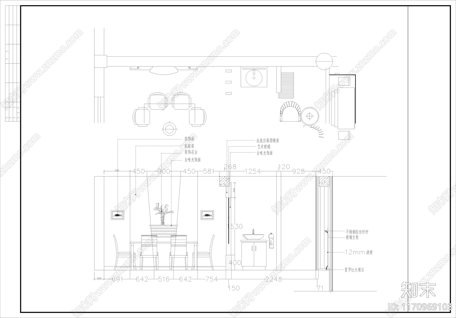 简欧别墅建筑cad施工图下载【ID:1170969103】