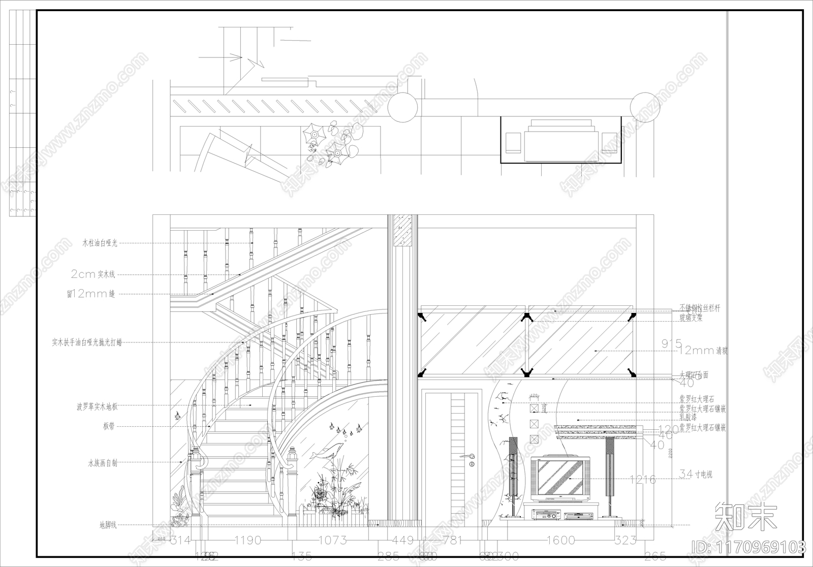 简欧别墅建筑cad施工图下载【ID:1170969103】