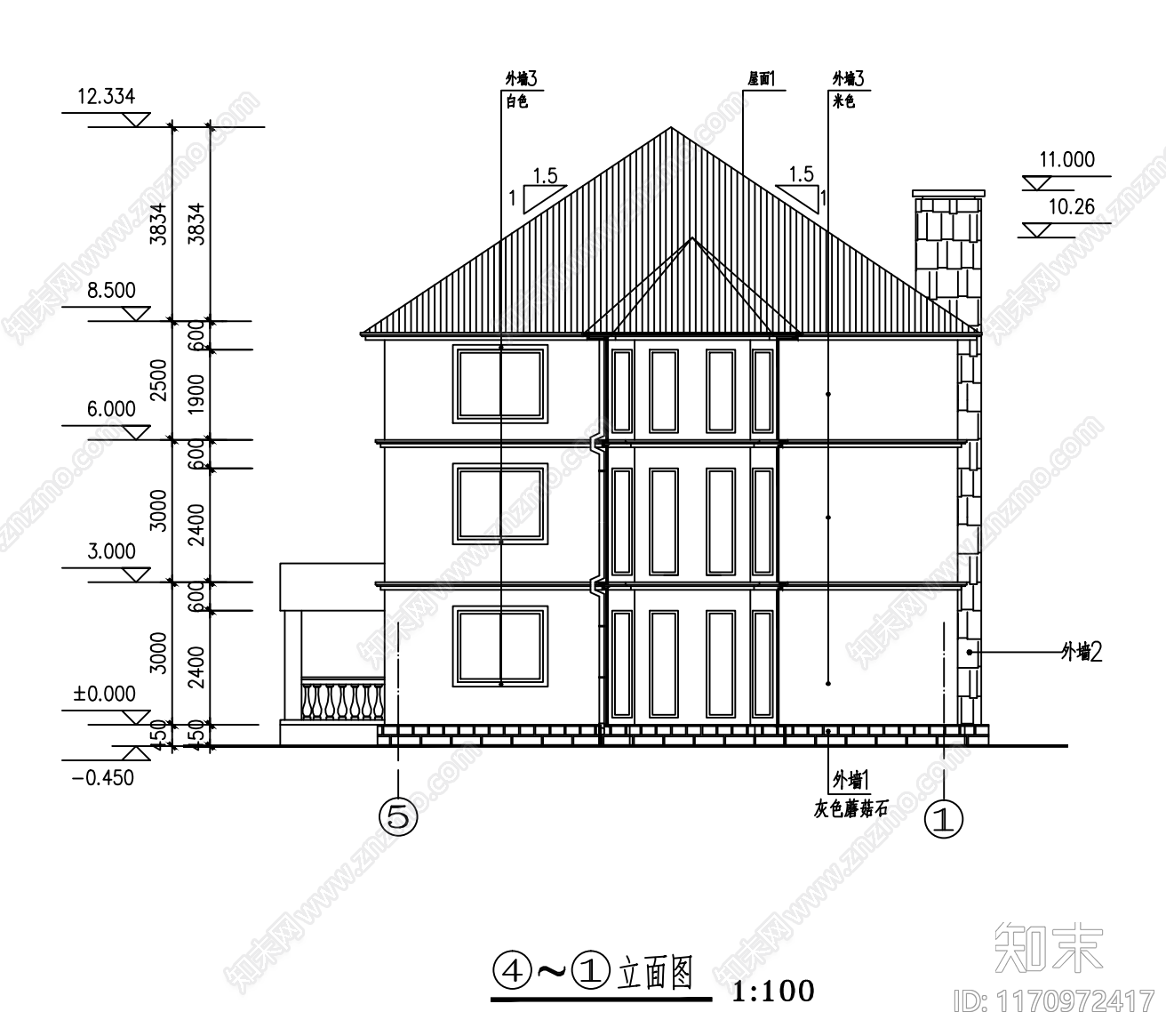 现代别墅建筑cad施工图下载【ID:1170972417】