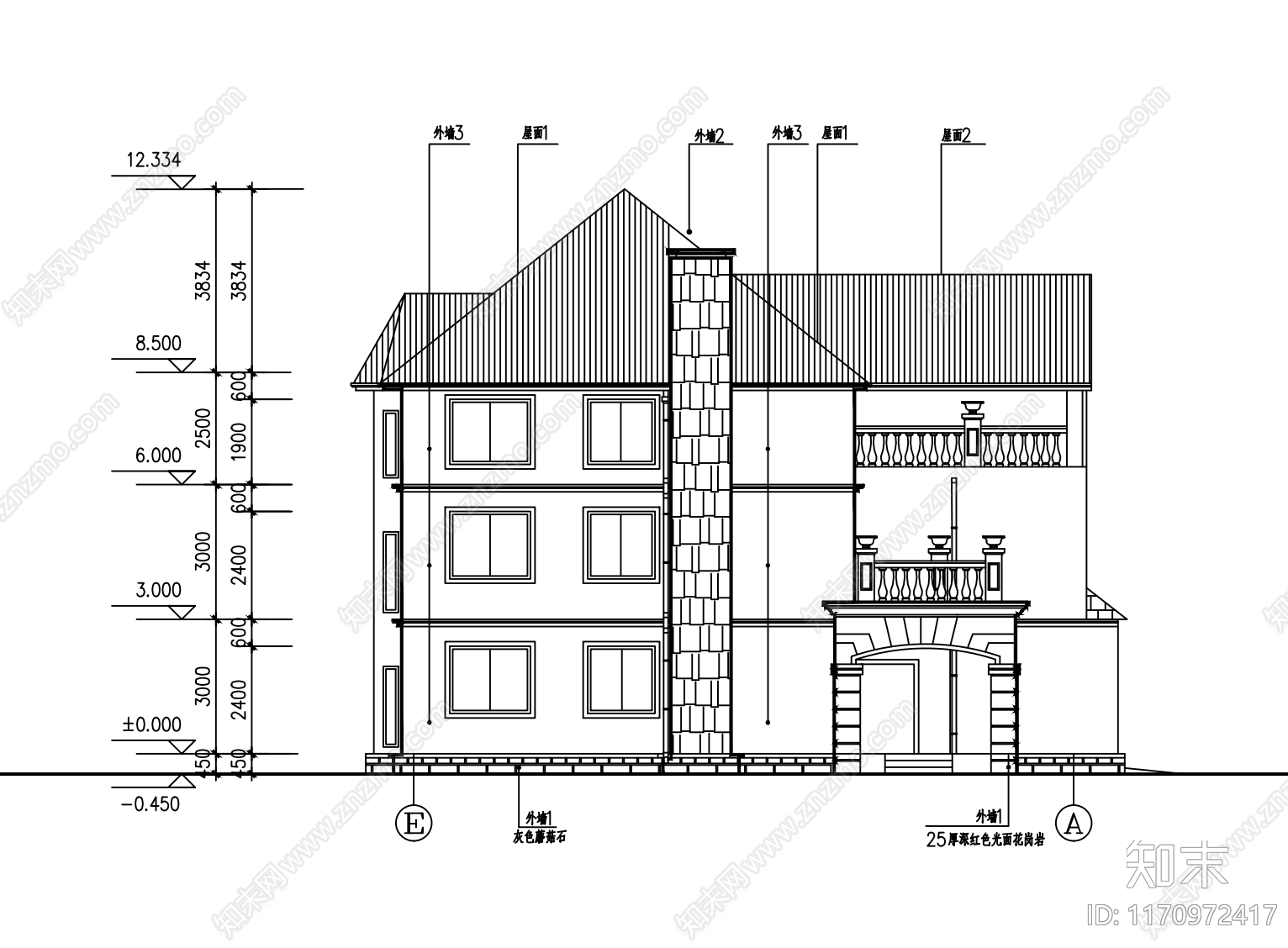 现代别墅建筑cad施工图下载【ID:1170972417】