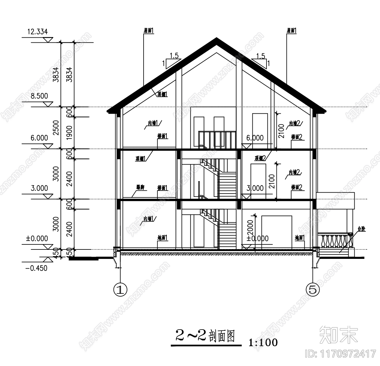 现代别墅建筑cad施工图下载【ID:1170972417】