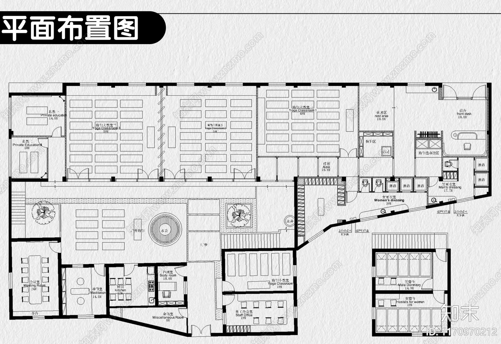 现代瑜伽馆施工图下载【ID:1170970212】