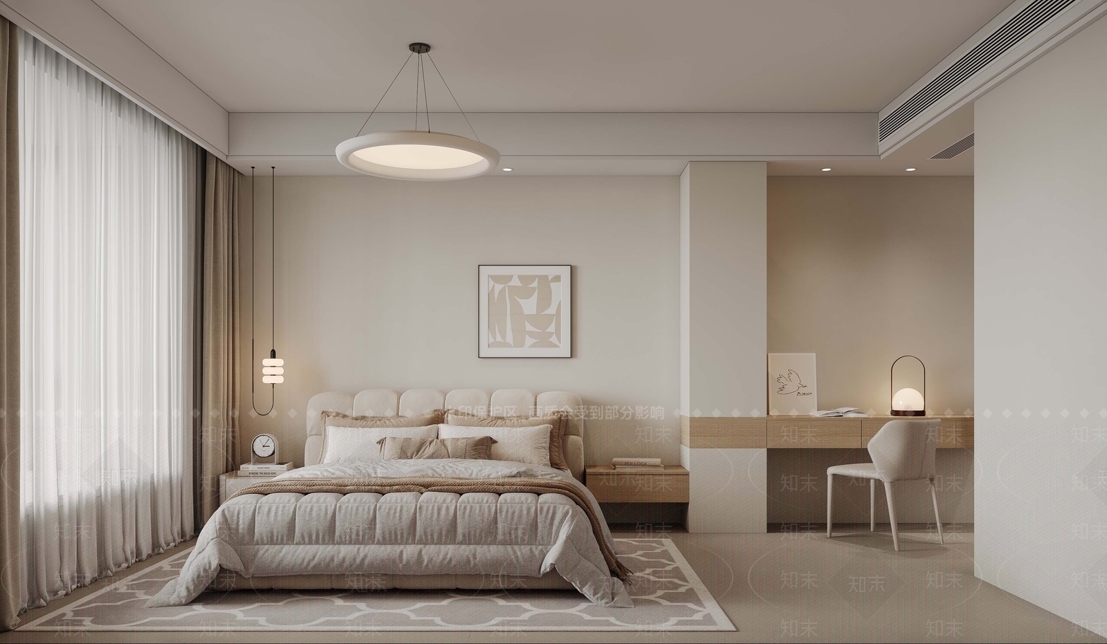 软包靠背双人床双人床3D模型下载【ID:1227503333】