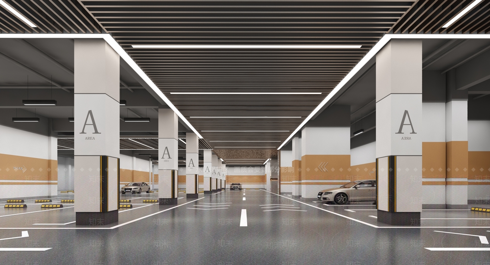 现代室内停车场3D模型下载【ID:1170975463】