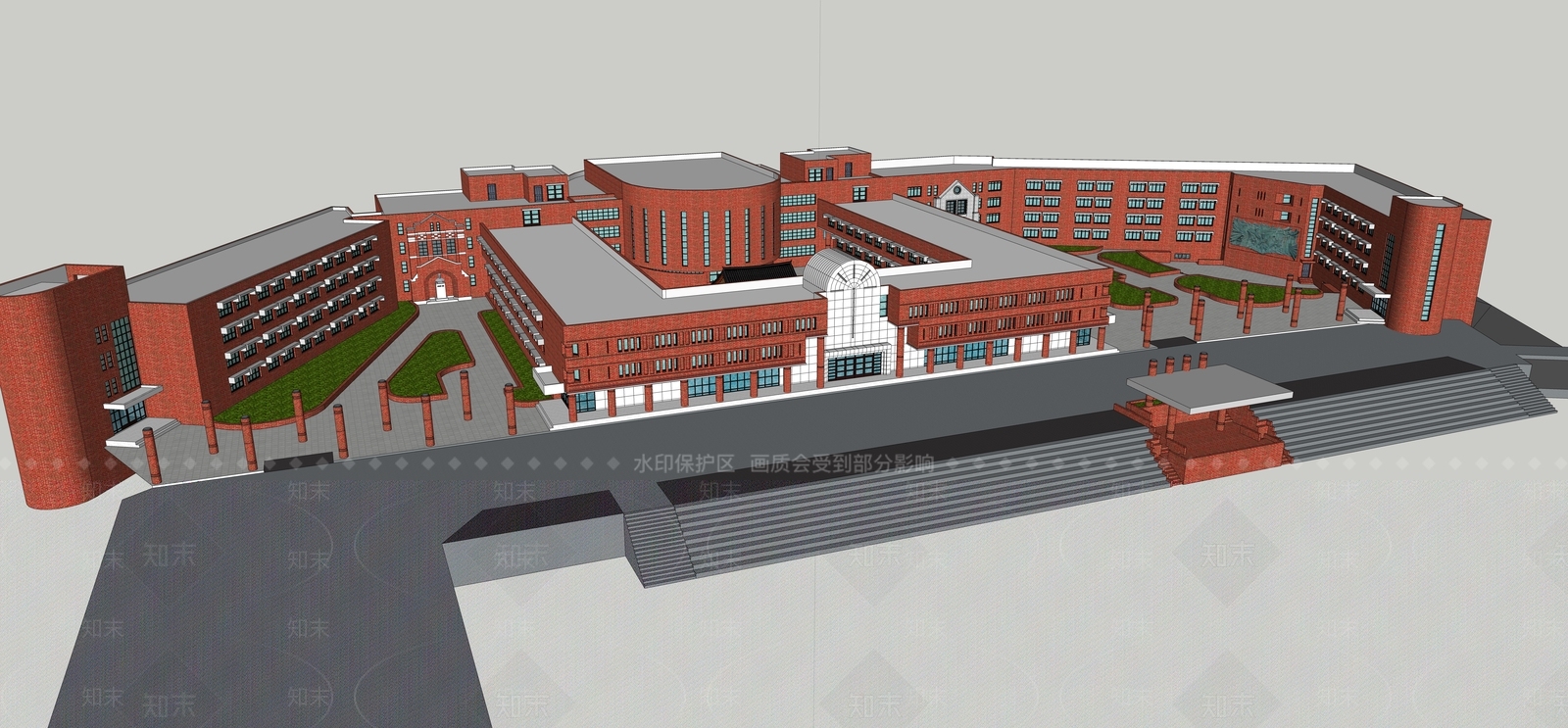 现代学校建筑SU模型下载【ID:1170978859】