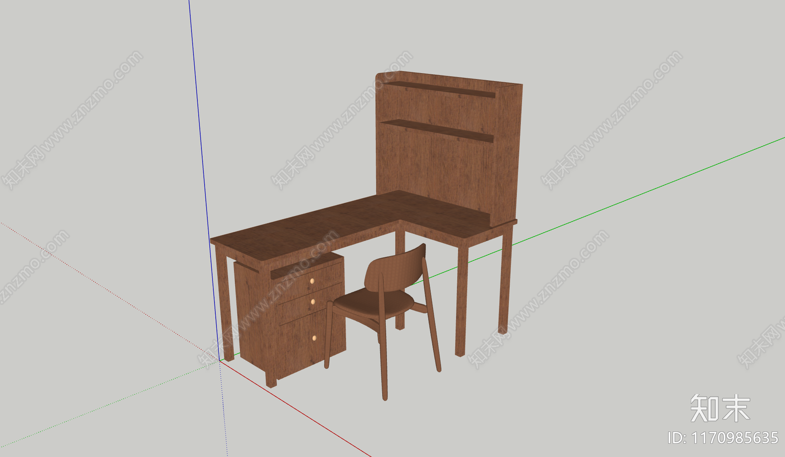 现代中古书桌SU模型下载【ID:1170985635】